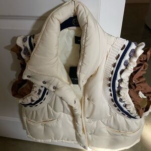 Cream and Brown Puffer Vest